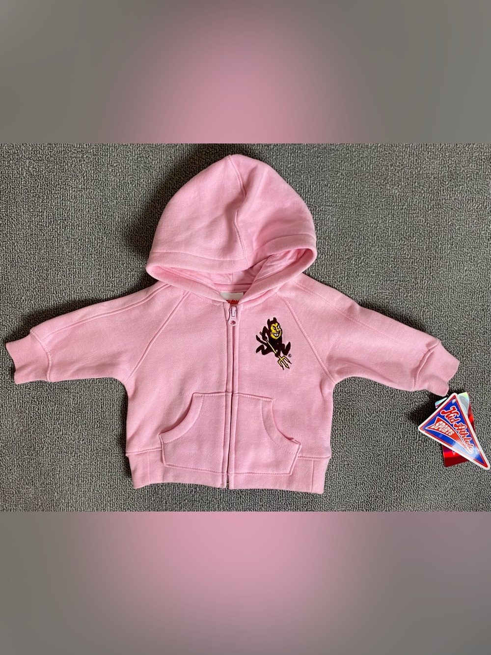Kid Athlete Pink Hooded Zip-Front Baby Jacket Arizona State Sun Devil’s ASU